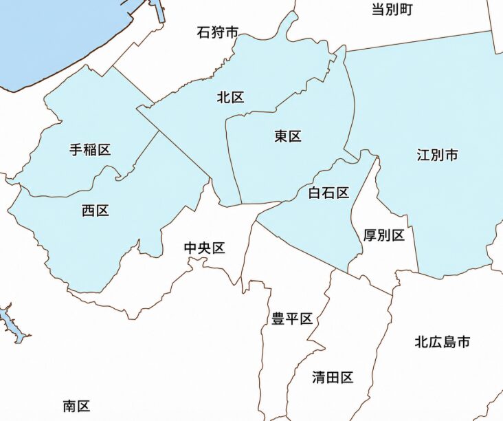 札幌市・江別市 明治宅配とまと札幌店 お届けエリアマップ